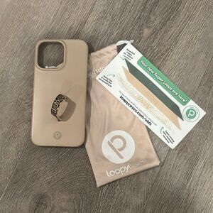Sand Loopy Case with leopard loop set - iPhone 14 Pro